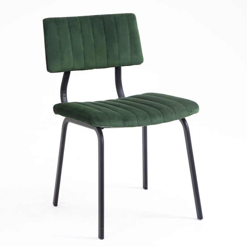 Charlecote Set of 2 Fluted Dining Chairs (Dark Green Velvet) - Image 4