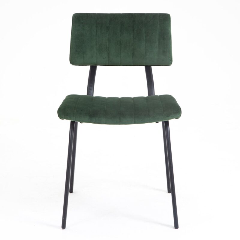 Charlecote Set of 2 Fluted Dining Chairs (Dark Green Velvet) - Image 5