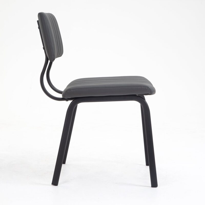 Charlecote Set of 2 Fluted Dining Chairs (Dark Grey PU) - Image 7