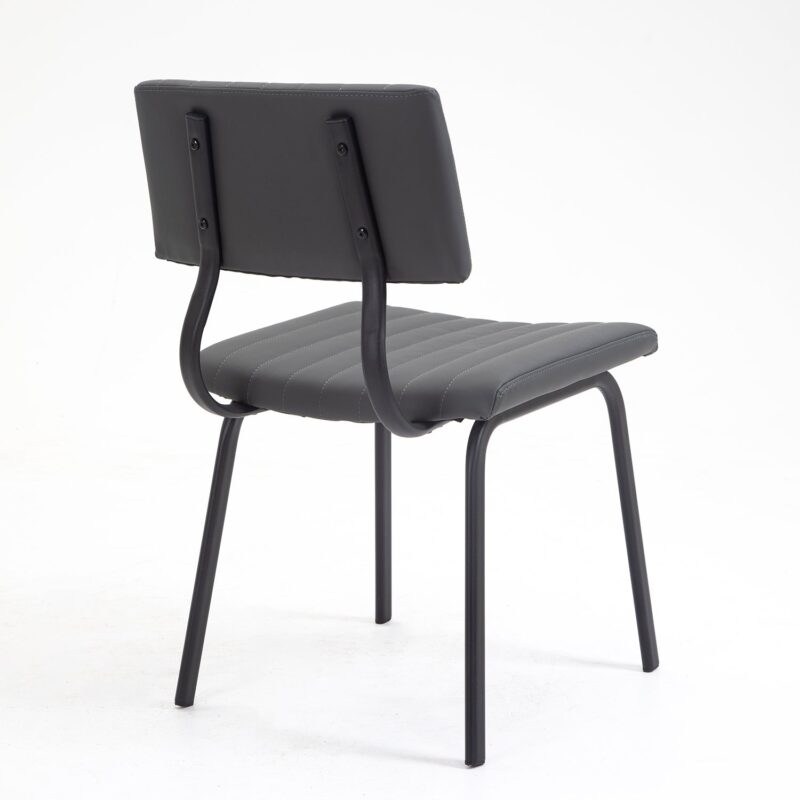 Charlecote Set of 2 Fluted Dining Chairs (Dark Grey PU) - Image 9