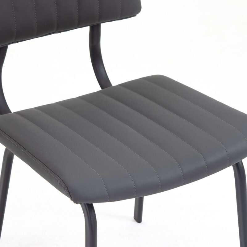 Charlecote Set of 2 Fluted Dining Chairs (Dark Grey PU) - Image 10