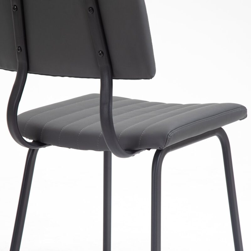 Charlecote Set of 2 Fluted Dining Chairs (Dark Grey PU) - Image 12