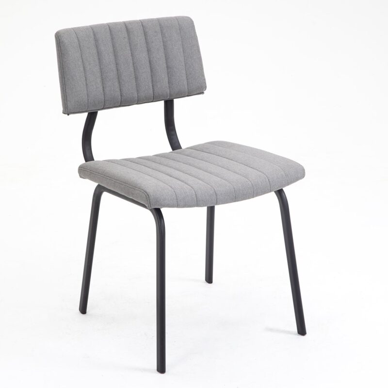 Charlecote Set of 2 Fluted Dining Chairs (Light Grey Linen) - Image 4