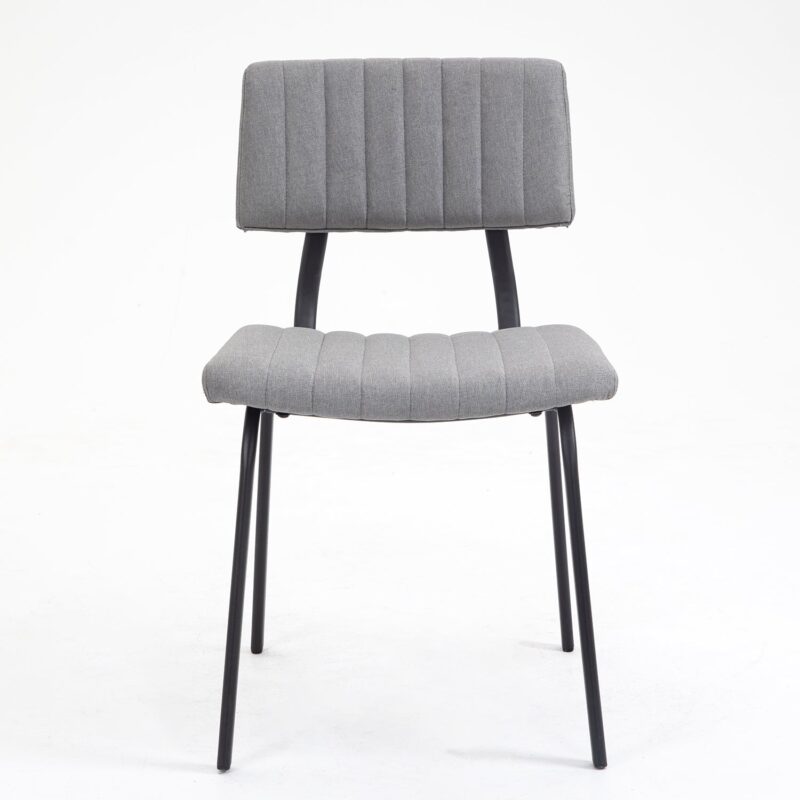 Charlecote Set of 2 Fluted Dining Chairs (Light Grey Linen) - Image 5
