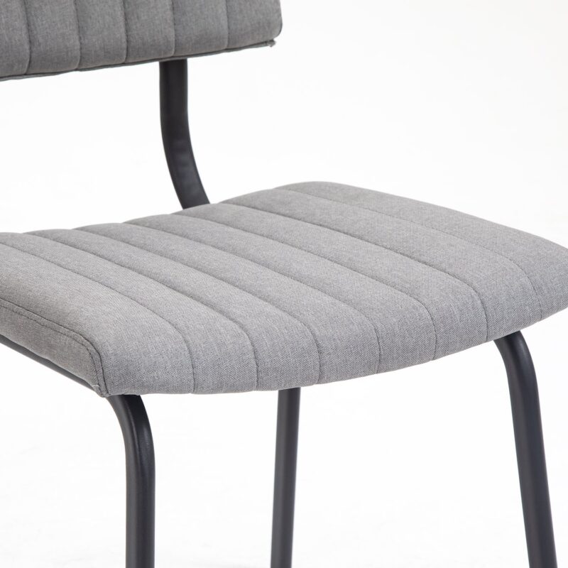Charlecote Set of 2 Fluted Dining Chairs (Light Grey Linen) - Image 11