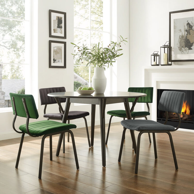 Charlecote Set of 2 Fluted Dining Chairs (Dark Brown PU) - Image 3