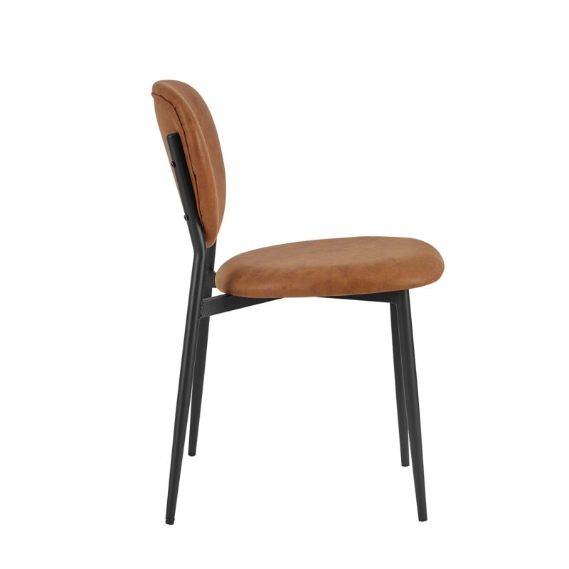 Kelmarsh Set of 2 Cognac Colour Vegan Leather Upholstered Dining Chairs - Image 6