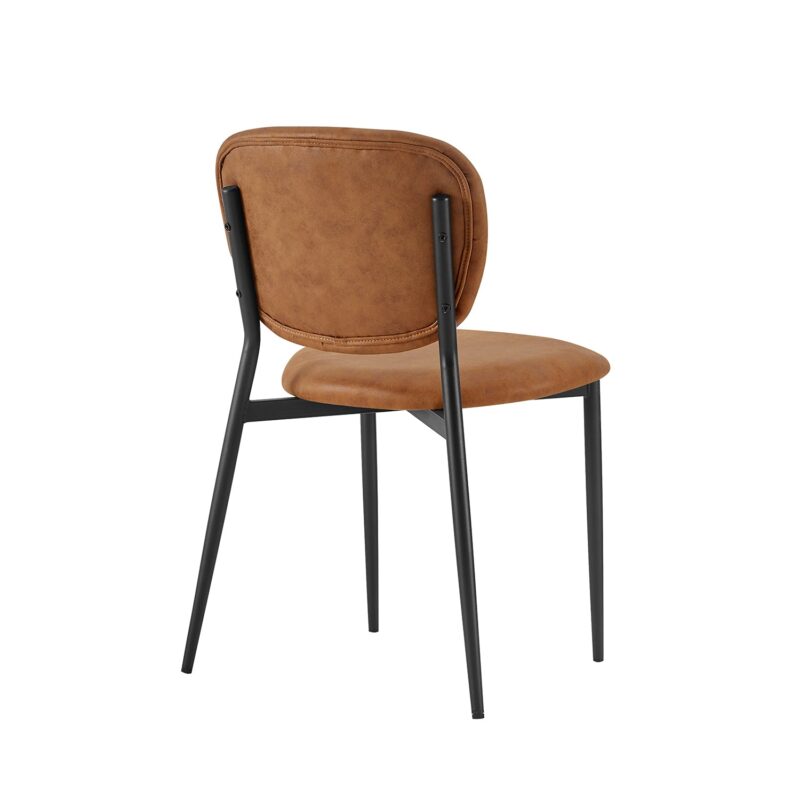 Kelmarsh Set of 2 Cognac Colour Vegan Leather Upholstered Dining Chairs - Image 7