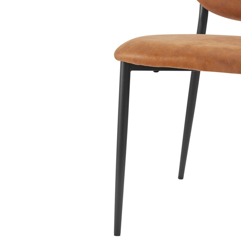 Kelmarsh Set of 2 Cognac Colour Vegan Leather Upholstered Dining Chairs - Image 9