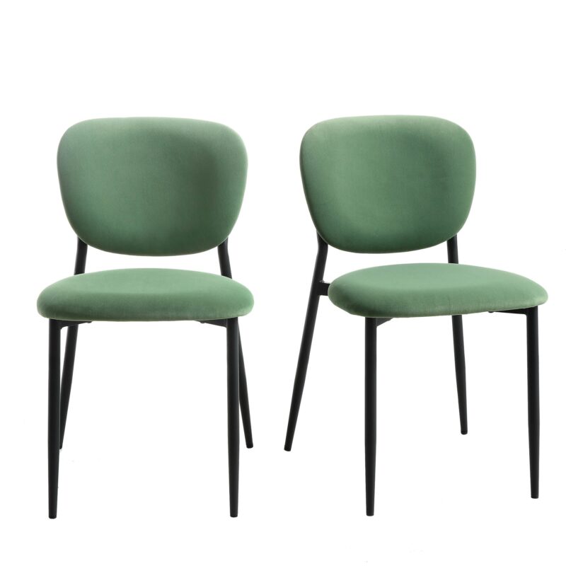 Kelmarsh Set of 2 Grass Green Velvet Upholstered Dining Chairs - Image 2