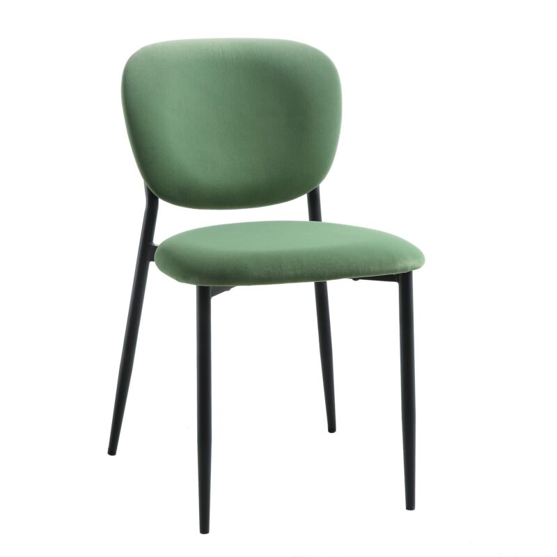 Kelmarsh Set of 2 Grass Green Velvet Upholstered Dining Chairs - Image 3