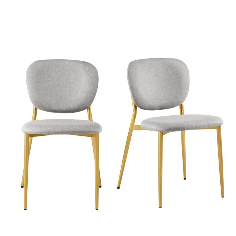 Kelmarsh Set of 2 Light Grey Fabric Upholstered Dining Chairs - Image 2