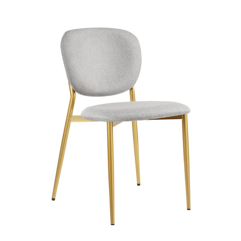 Kelmarsh Set of 2 Light Grey Fabric Upholstered Dining Chairs - Image 3