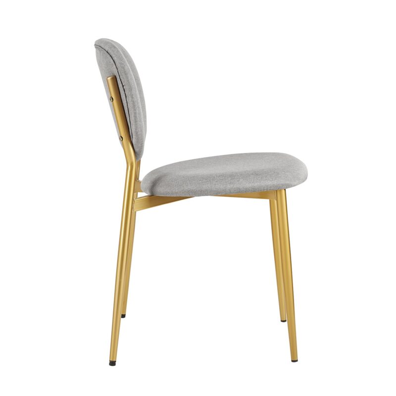 Kelmarsh Set of 2 Light Grey Fabric Upholstered Dining Chairs - Image 6