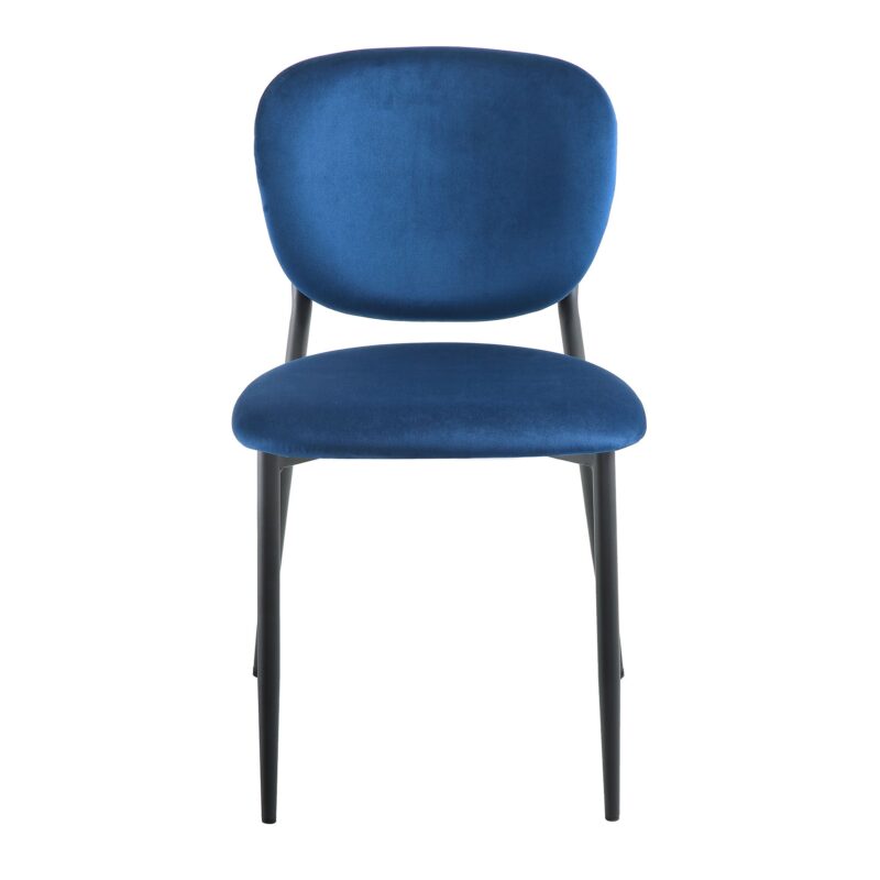 Kelmarsh Set of 2 Navy Blue Velvet Upholstered Dining Chairs - Image 4