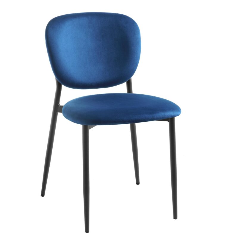 Kelmarsh Set of 2 Navy Blue Velvet Upholstered Dining Chairs - Image 6
