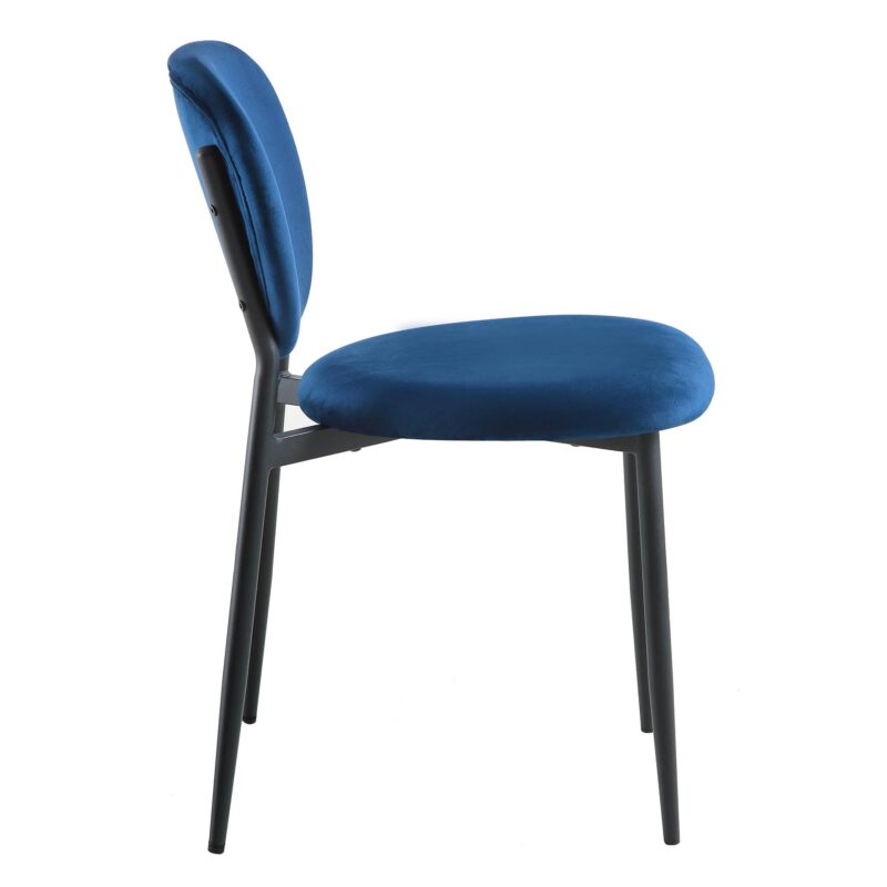 Kelmarsh Set of 2 Navy Blue Velvet Upholstered Dining Chairs - Image 7