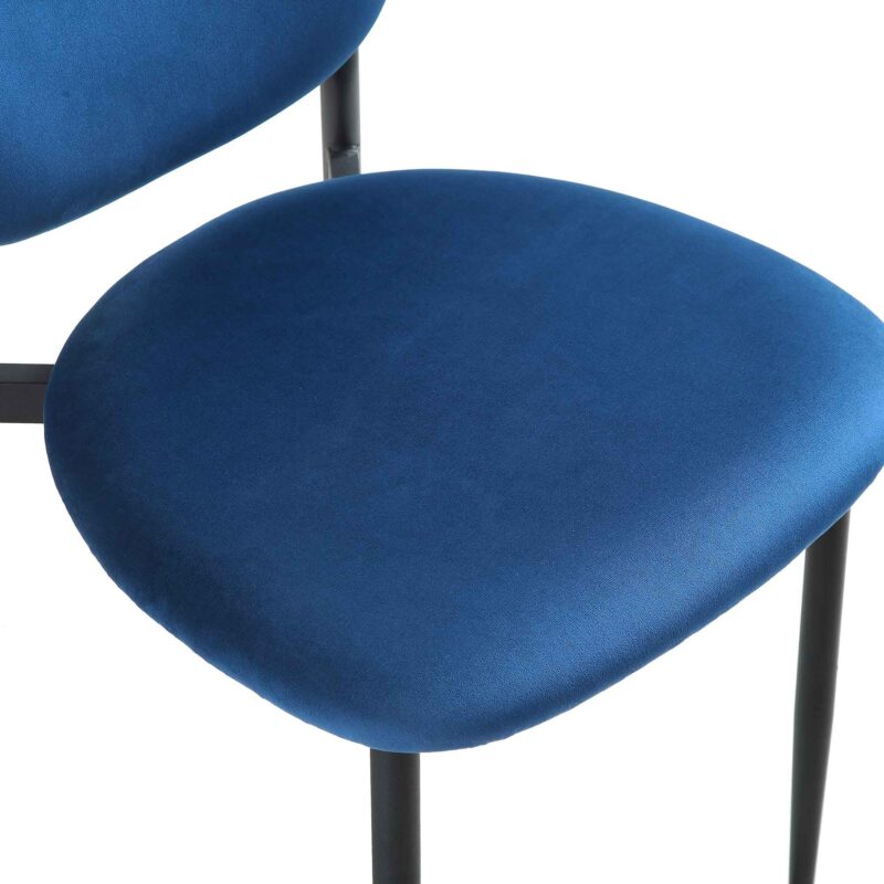 Kelmarsh Set of 2 Navy Blue Velvet Upholstered Dining Chairs - Image 10