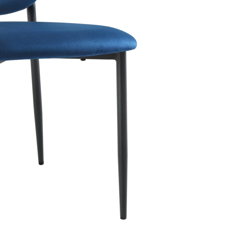 Kelmarsh Set of 2 Navy Blue Velvet Upholstered Dining Chairs - Image 11