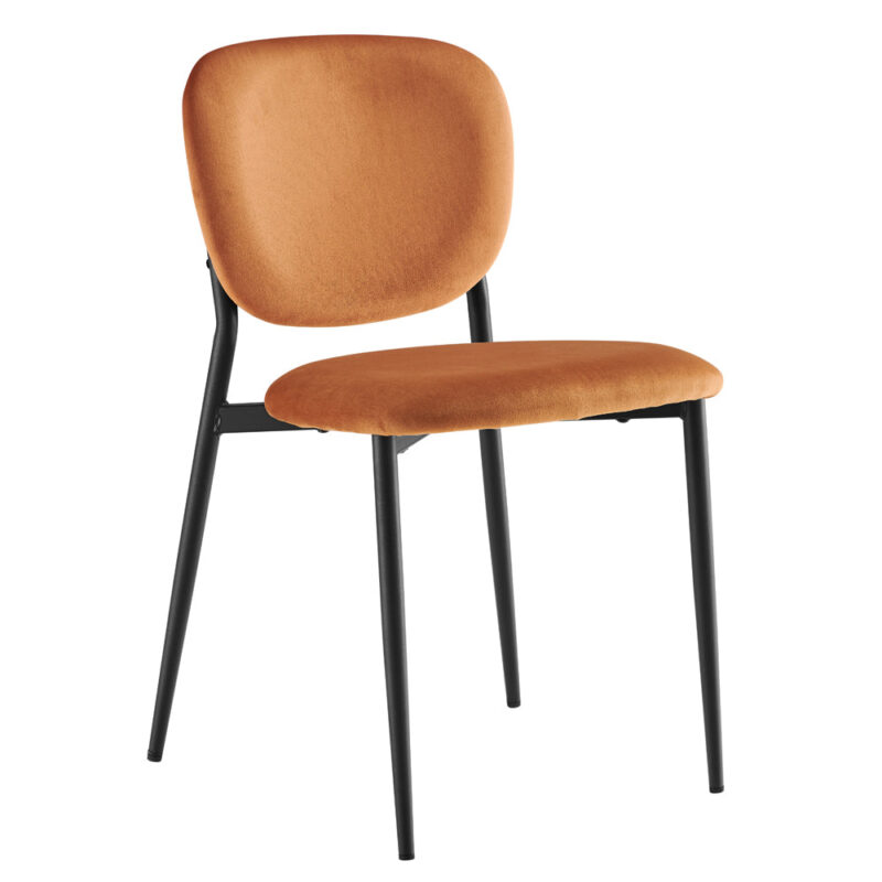 Kelmarsh Set of 2 Orange Velvet Upholstered Dining Chairs - Image 3