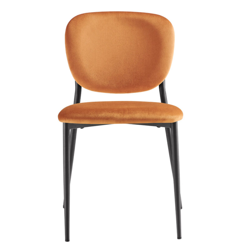 Kelmarsh Set of 2 Orange Velvet Upholstered Dining Chairs - Image 5