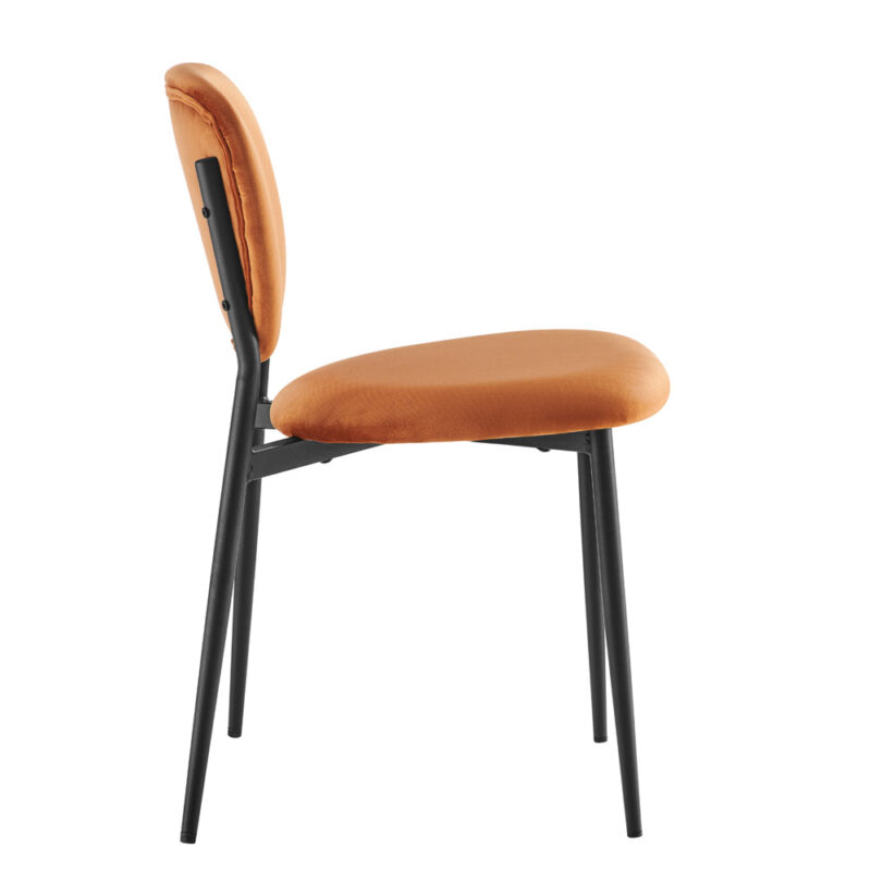 Kelmarsh Set of 2 Orange Velvet Upholstered Dining Chairs - Image 6