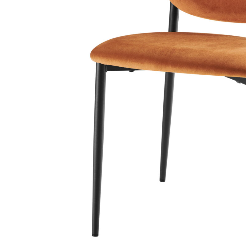 Kelmarsh Set of 2 Orange Velvet Upholstered Dining Chairs - Image 9