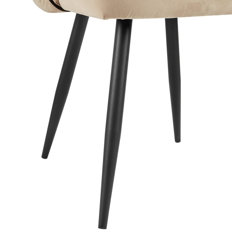 Oakley Set of 2 Champagne Velvet Upholstered Dining Chairs with Contrast Piping - Image 9