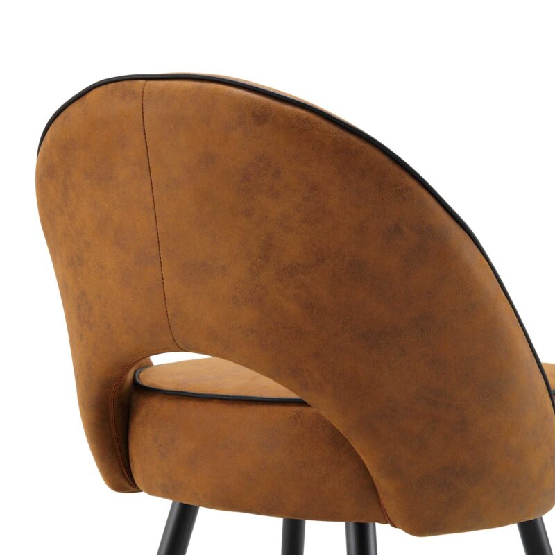 Oakley Set of 2 Cognac Colour Vegan Leather  Upholstered Dining Chairs with Piping - Image 10