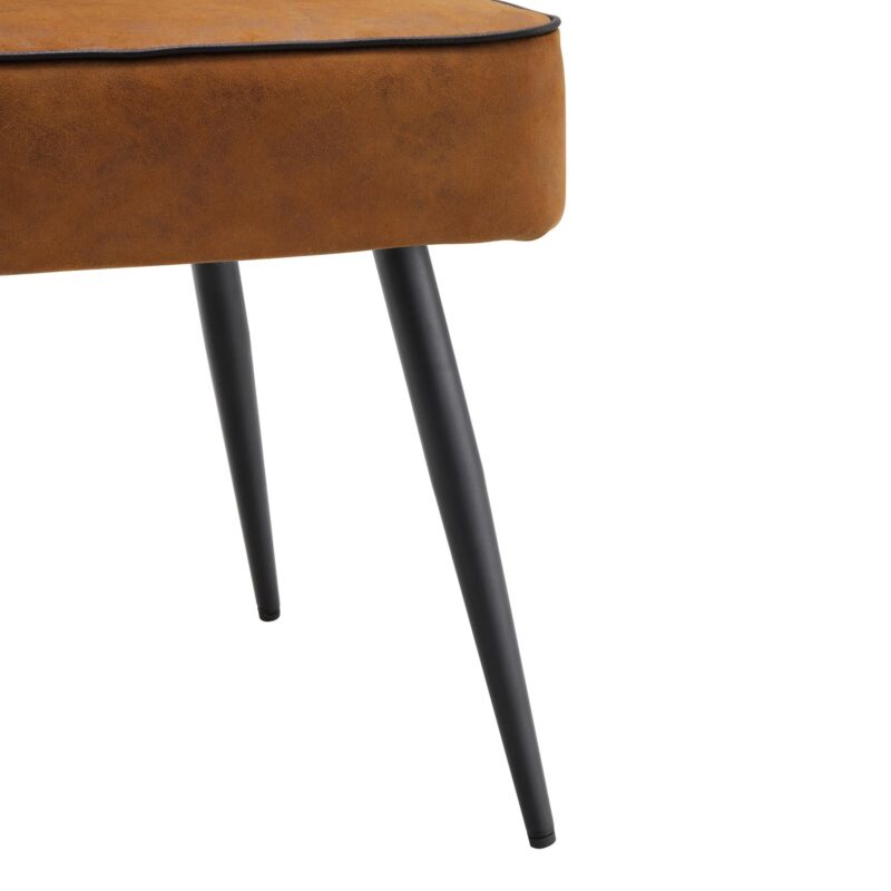 Oakley Set of 2 Cognac Colour Vegan Leather  Upholstered Dining Chairs with Piping - Image 11
