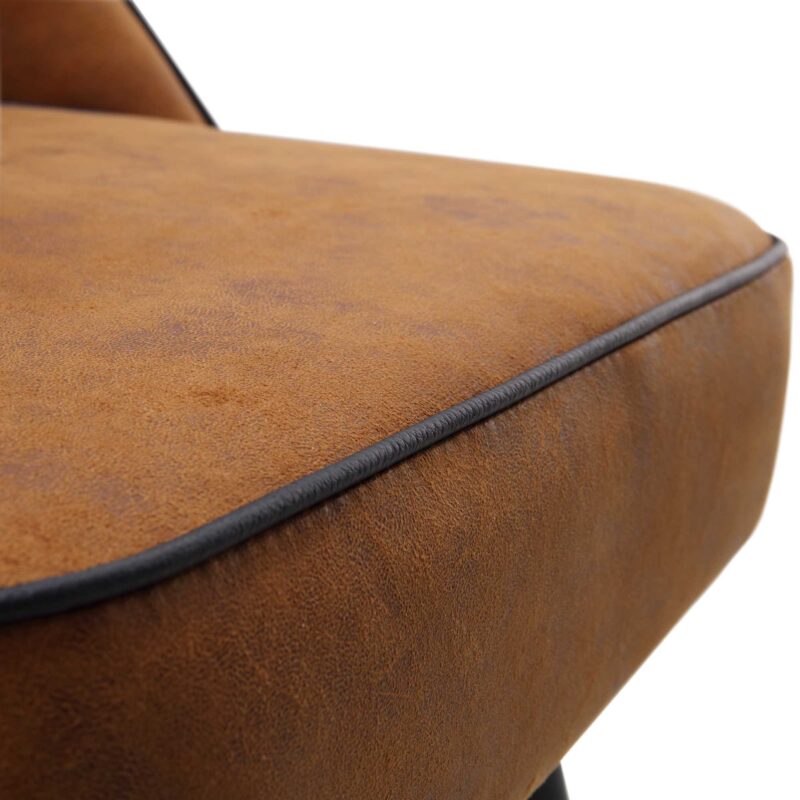 Oakley Set of 2 Cognac Colour Vegan Leather  Upholstered Dining Chairs with Piping - Image 12