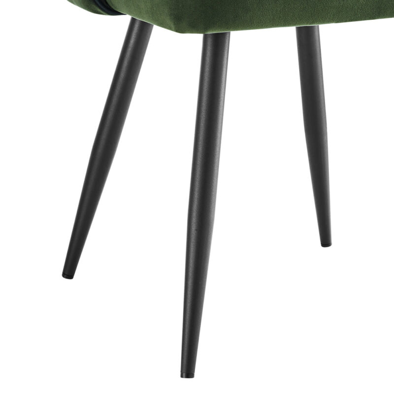 Oakley Set of 2 Dark Green Velvet Upholstered Dining Chairs with Contrast Piping - Image 9