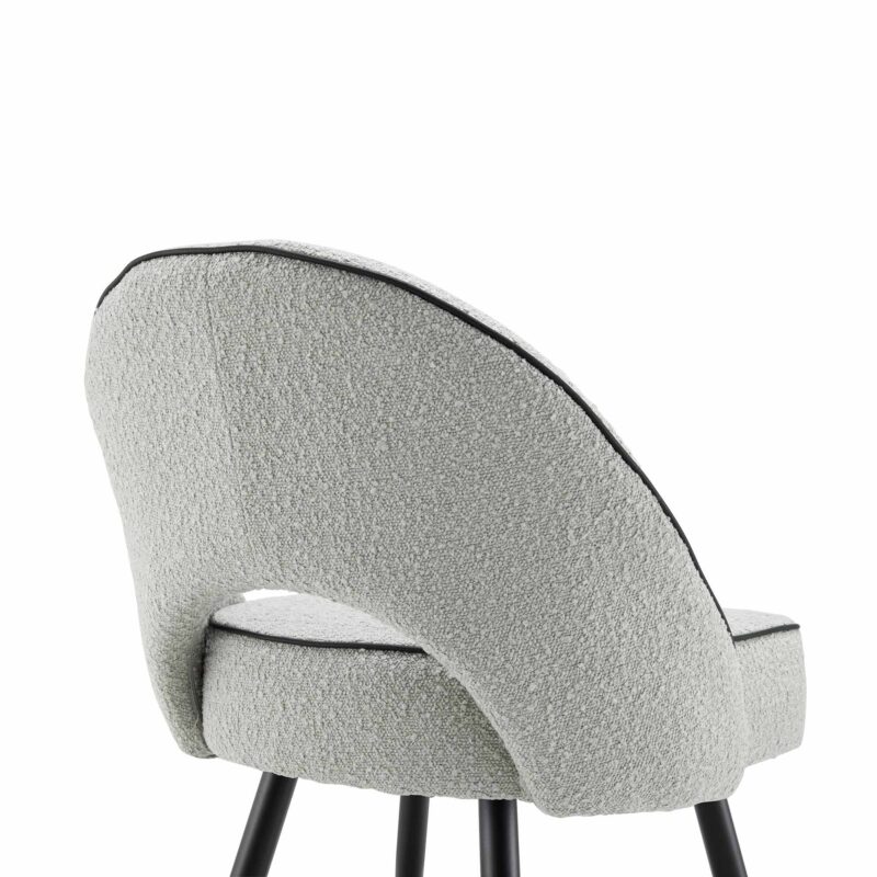Oakley Set of 2 Grey Boucle Upholstered Dining Chairs with Piping - Image 11