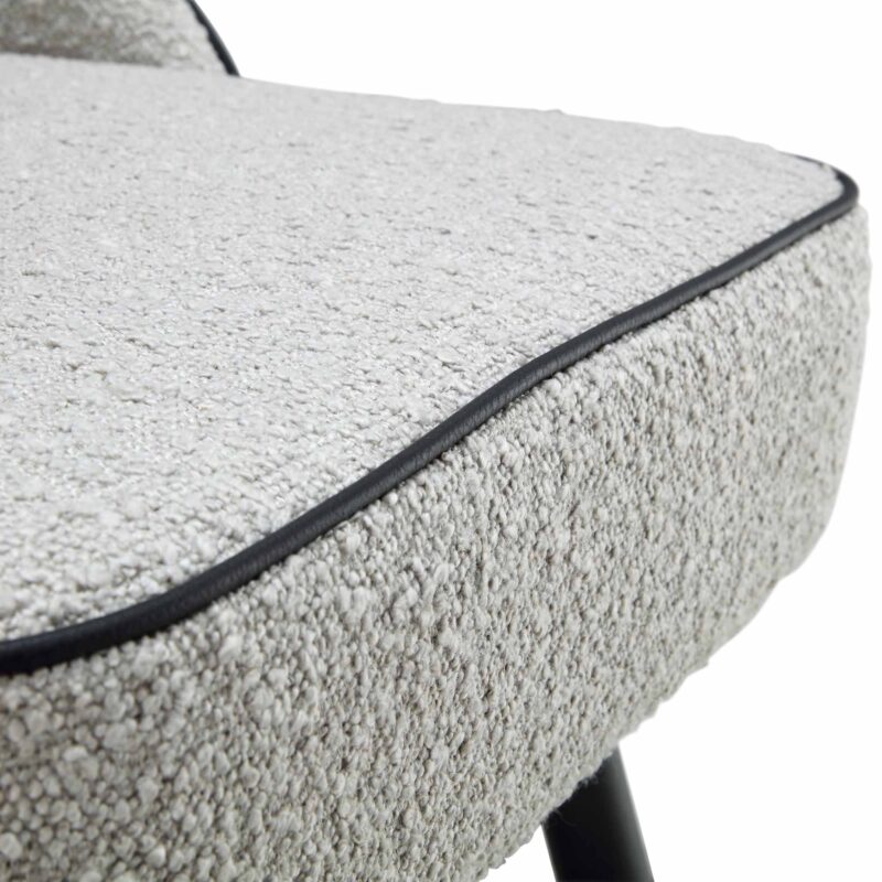 Oakley Set of 2 Grey Boucle Upholstered Dining Chairs with Piping - Image 12
