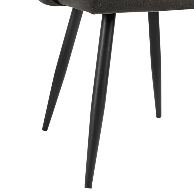 Oakley Set of 2 Dark Grey Velvet Upholstered Dining Chairs with Piping - Image 9