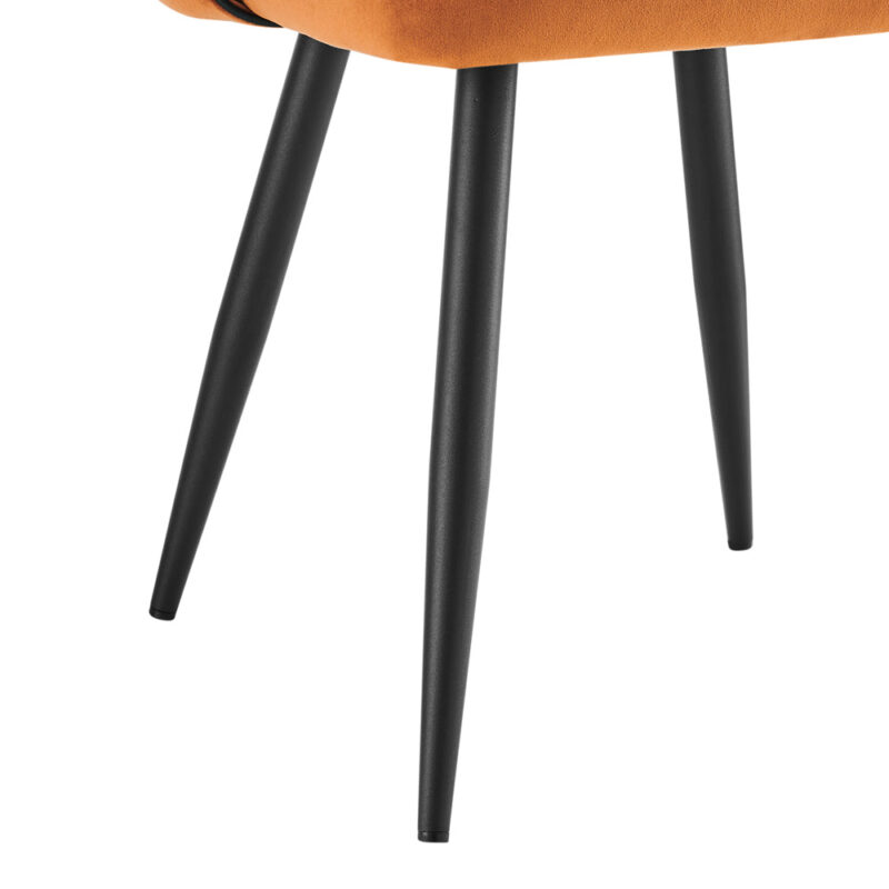 Oakley Set of 2 Orange Velvet Upholstered Dining Chairs with Contrast Piping - Image 9