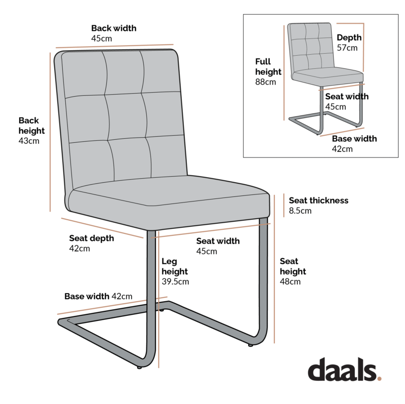 Keyston Set of 2 Dark Grey PU Leather Upholstered Dining Chairs with Chrome Legs - Image 4