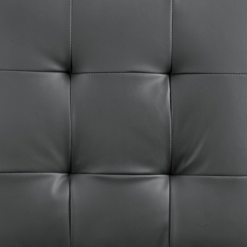 Keyston Set of 2 Dark Grey PU Leather Upholstered Dining Chairs with Chrome Legs - Image 9