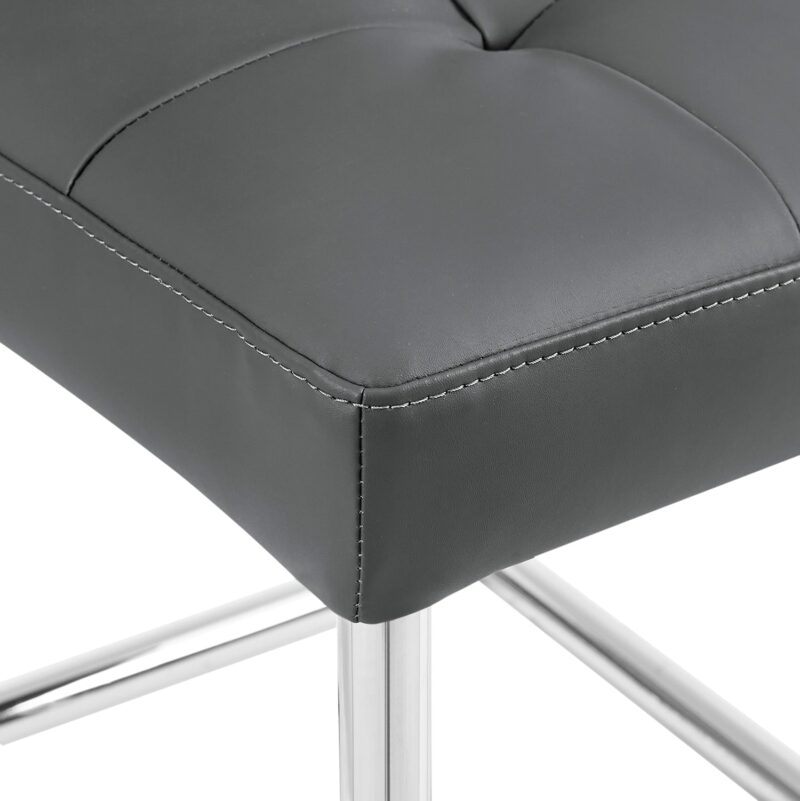 Keyston Set of 2 Dark Grey PU Leather Upholstered Dining Chairs with Chrome Legs - Image 10