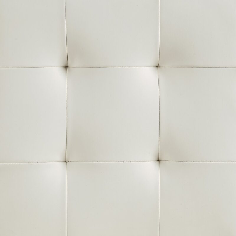 Keyston Set of 2 Cream White PU Leather Upholstered Dining Chairs with Chrome Legs - Image 9