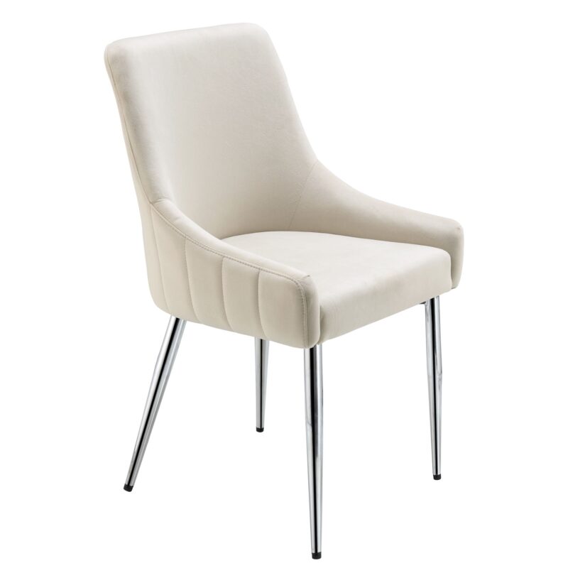 Garnet Set of 2 Champagne Velvet Upholstered Dining Chairs with Back Handle - Image 3