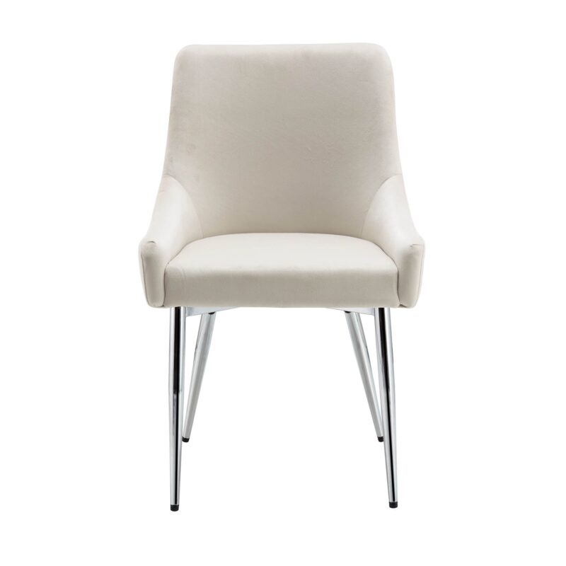 Garnet Set of 2 Champagne Velvet Upholstered Dining Chairs with Back Handle - Image 5