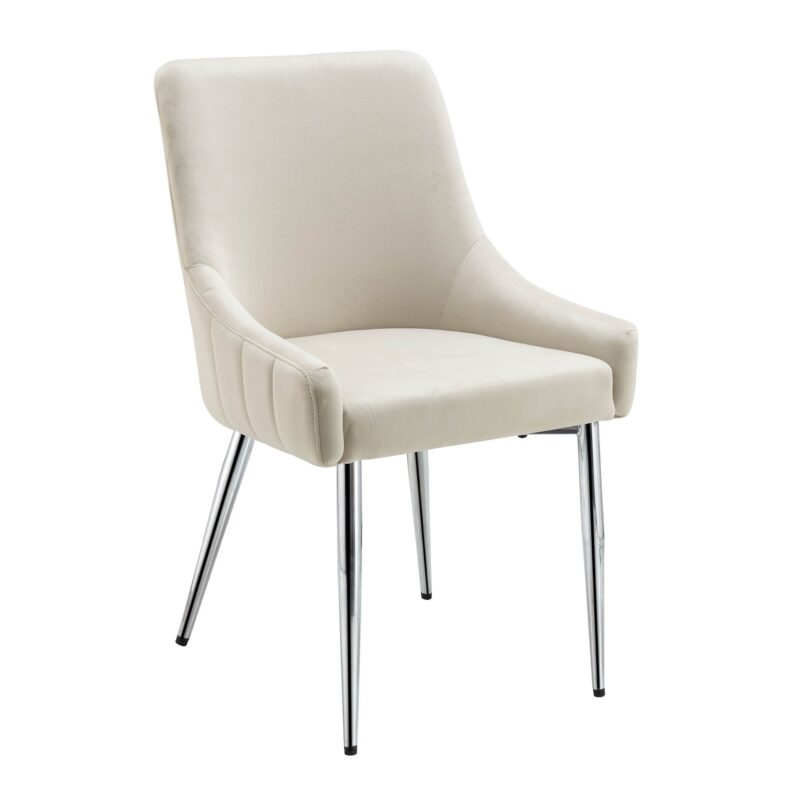 Garnet Set of 2 Champagne Velvet Upholstered Dining Chairs with Back Handle - Image 6