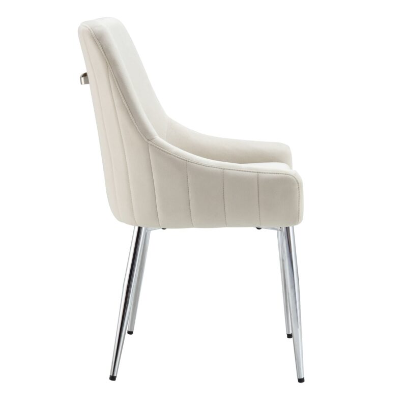 Garnet Set of 2 Champagne Velvet Upholstered Dining Chairs with Back Handle - Image 7