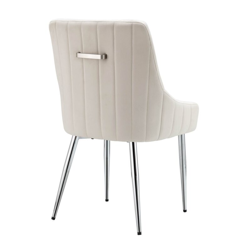 Garnet Set of 2 Champagne Velvet Upholstered Dining Chairs with Back Handle - Image 8