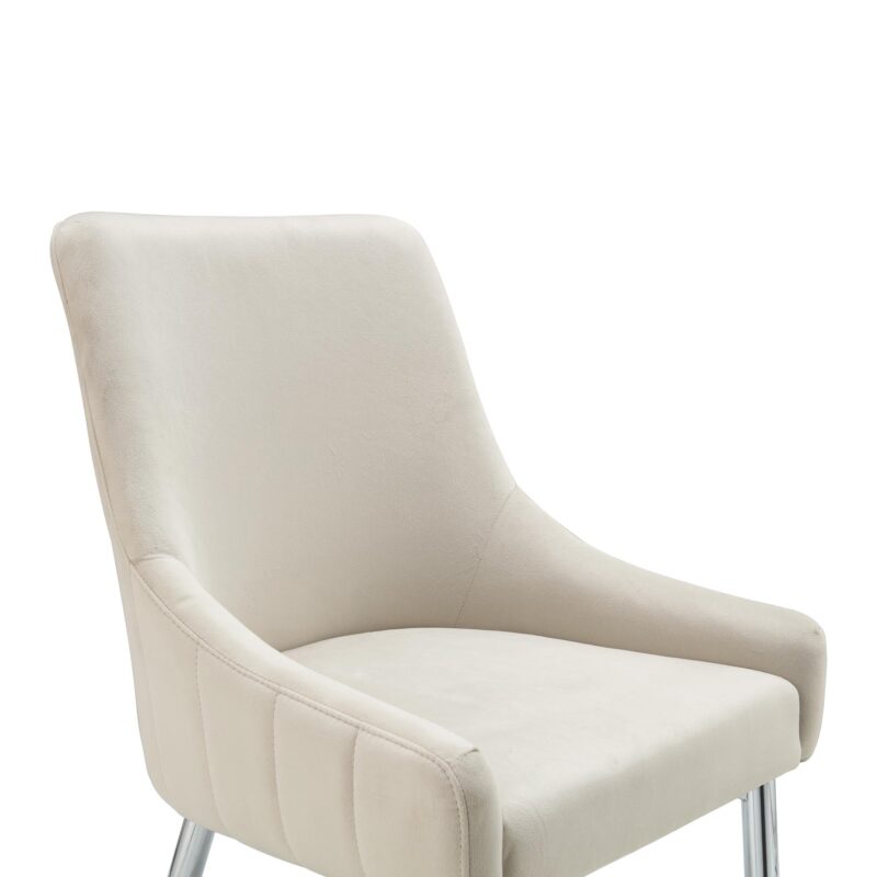 Garnet Set of 2 Champagne Velvet Upholstered Dining Chairs with Back Handle - Image 9