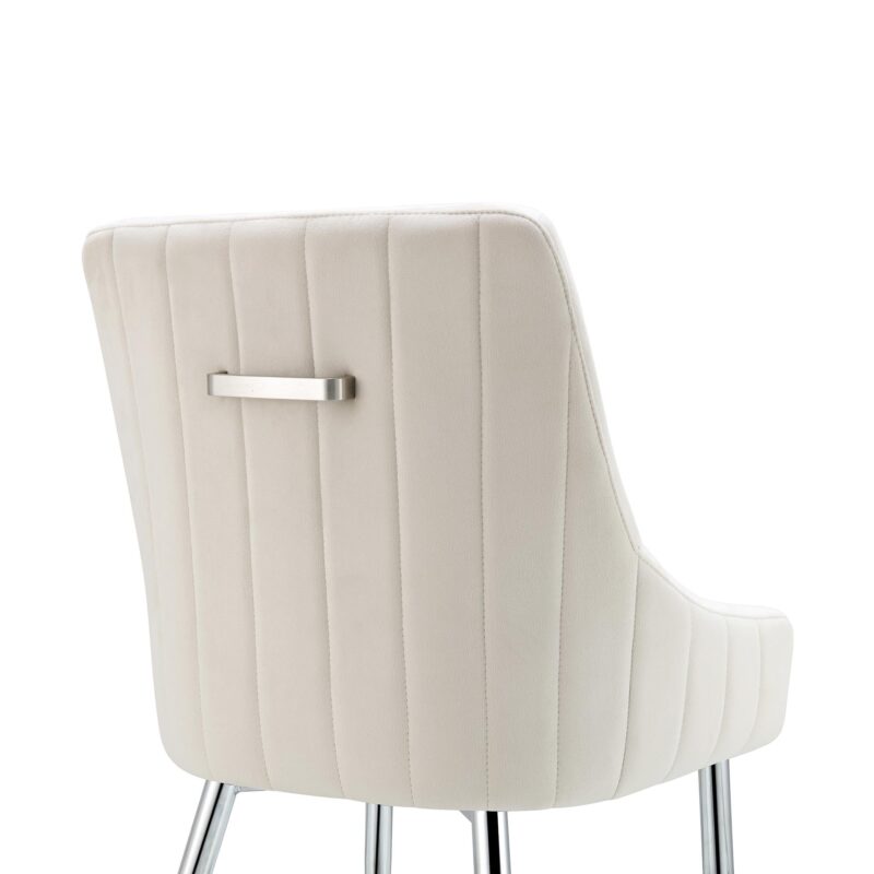 Garnet Set of 2 Champagne Velvet Upholstered Dining Chairs with Back Handle - Image 12