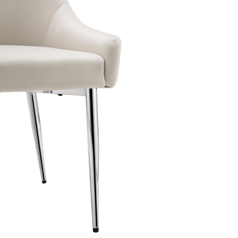 Garnet Set of 2 Champagne Velvet Upholstered Dining Chairs with Back Handle - Image 13