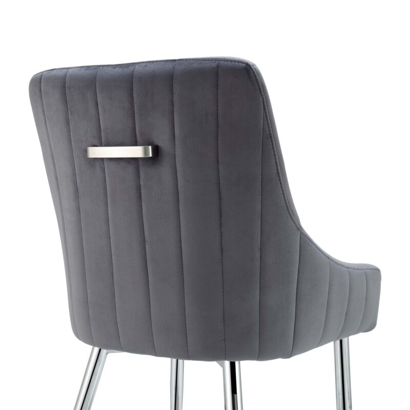 Garnet Set of 2 Dark Grey Velvet Upholstered Dining Chairs with Back Handle - Image 10