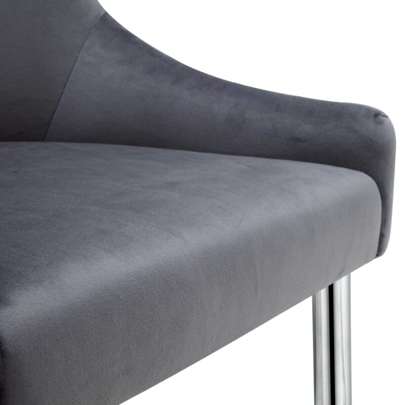Garnet Set of 2 Dark Grey Velvet Upholstered Dining Chairs with Back Handle - Image 11
